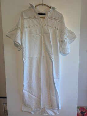 Zara casual midi shirt dress with loose patterned sleeves